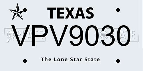 VPV9030 Texas License Plate