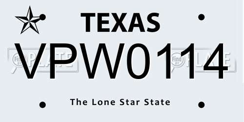 VPW0114 Texas License Plate