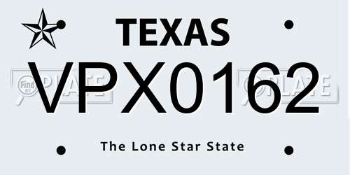 VPX0162 Texas License Plate