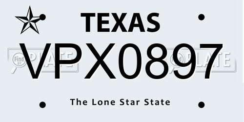 VPX0897 Texas License Plate