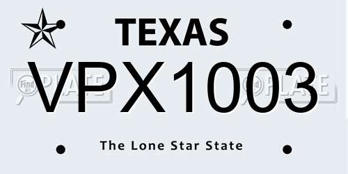 VPX1003 Texas License Plate