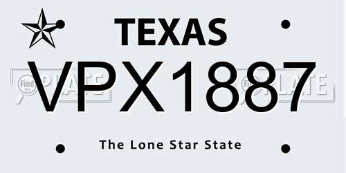 VPX1887 Texas License Plate