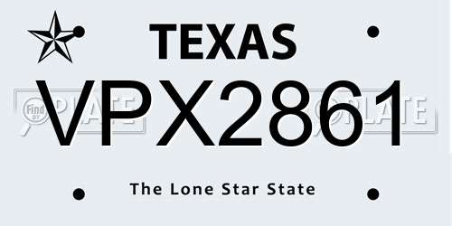 VPX2861 Texas License Plate