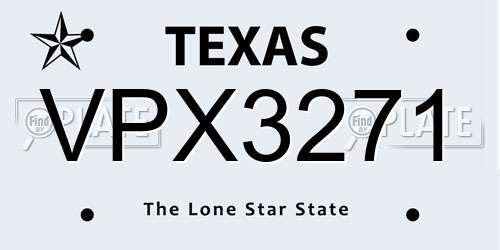 VPX3271 Texas License Plate
