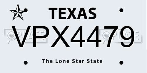 VPX4479 Texas License Plate