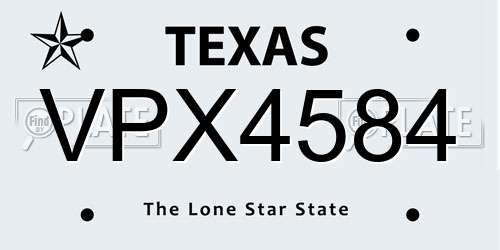 VPX4584 Texas License Plate