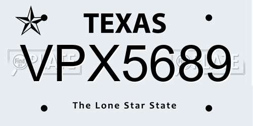 VPX5689 Texas License Plate
