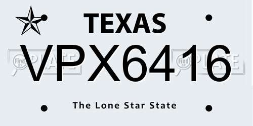 VPX6416 Texas License Plate