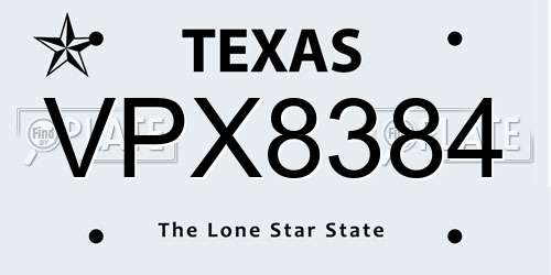 VPX8384 Texas License Plate