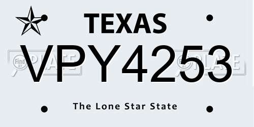 VPY4253 Texas License Plate