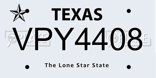VPY4408 Texas License Plate