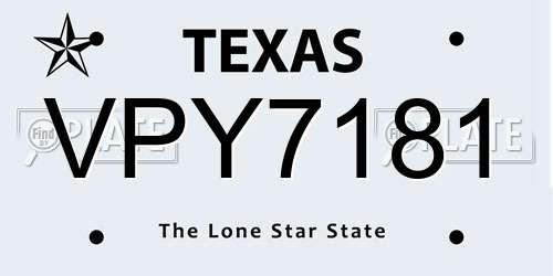 VPY7181 Texas License Plate