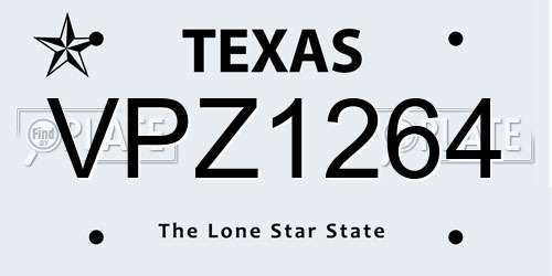 VPZ1264 Texas License Plate