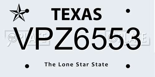 VPZ6553 Texas License Plate