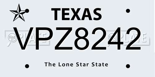 VPZ8242 Texas License Plate