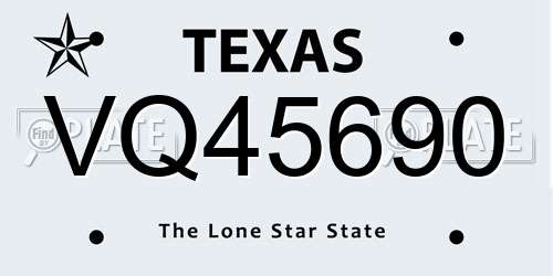 VQ45690 Texas License Plate