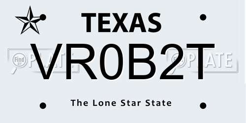 VR0B2T Texas License Plate