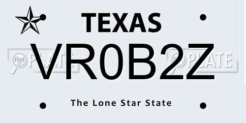 VR0B2Z Texas License Plate
