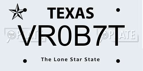 VR0B7T Texas License Plate
