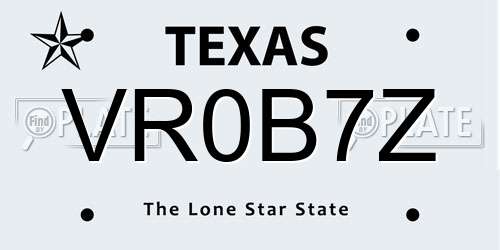 VR0B7Z Texas License Plate