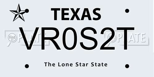 VR0S2T Texas License Plate