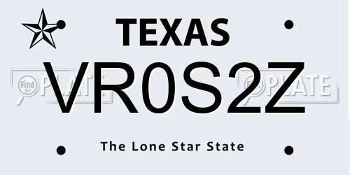 VR0S2Z Texas License Plate