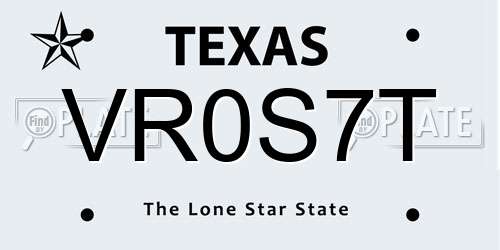 VR0S7T Texas License Plate