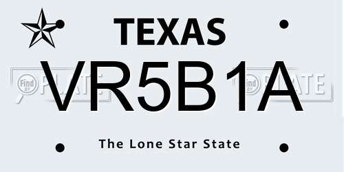 VR5B1A Texas License Plate