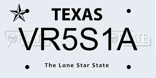 VR5S1A Texas License Plate