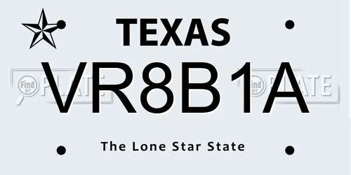 VR8B1A Texas License Plate