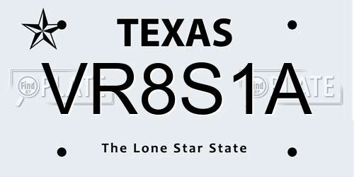 VR8S1A Texas License Plate