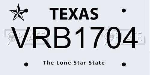 VRB1704 Texas License Plate