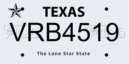 VRB4519 Texas License Plate