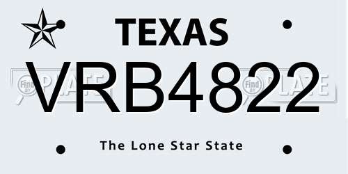 VRB4822 Texas License Plate