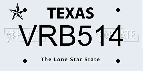 VRB514 Texas License Plate