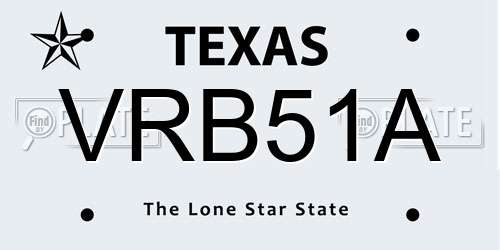 VRB51A Texas License Plate