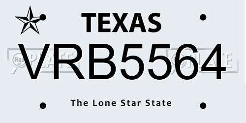 VRB5564 Texas License Plate