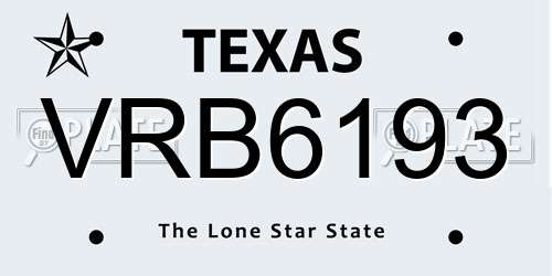 VRB6193 Texas License Plate