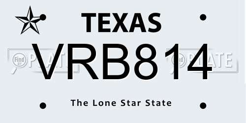 VRB814 Texas License Plate