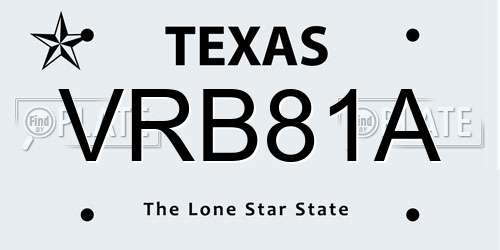 VRB81A Texas License Plate