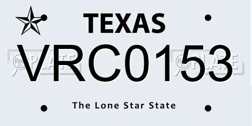 VRC0153 Texas License Plate