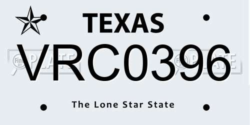 VRC0396 Texas License Plate