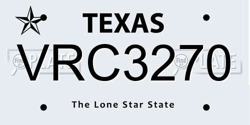 VRC3270 Texas License Plate