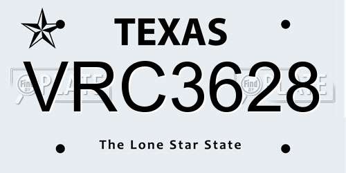 VRC3628 Texas License Plate