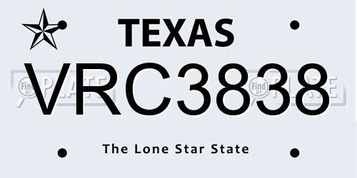 VRC3838 Texas License Plate