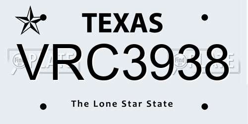 VRC3938 Texas License Plate