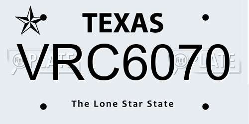 VRC6070 Texas License Plate