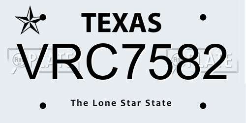 VRC7582 Texas License Plate