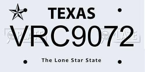 VRC9072 Texas License Plate