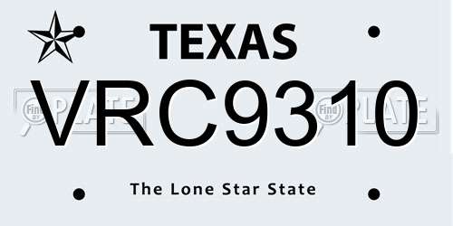VRC9310 Texas License Plate